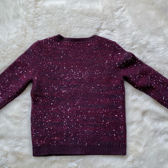 Alice + Olivia Macy Sequined Stripe Knit Sweater, Size L Plum Wine - Picture 6 of 10